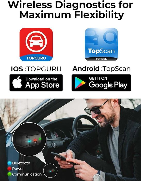 Диагностика за кола TOPDON Topscan Bluetooth OBD2 диагностичен инструмент за iPhone и Android