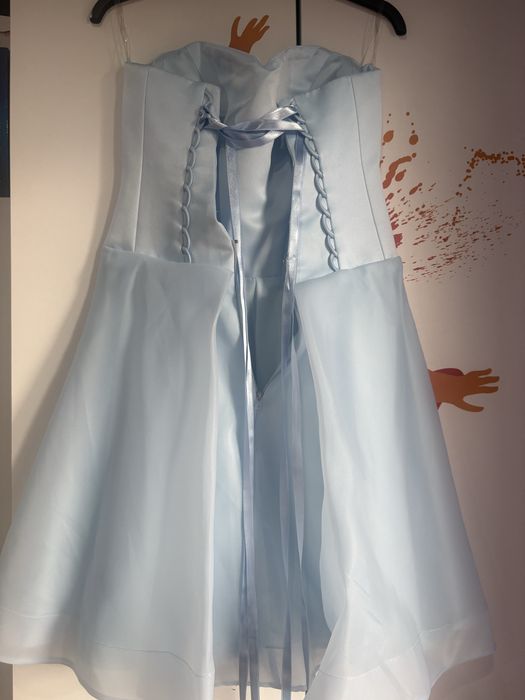 Дамска синя рокля шита по поръчка