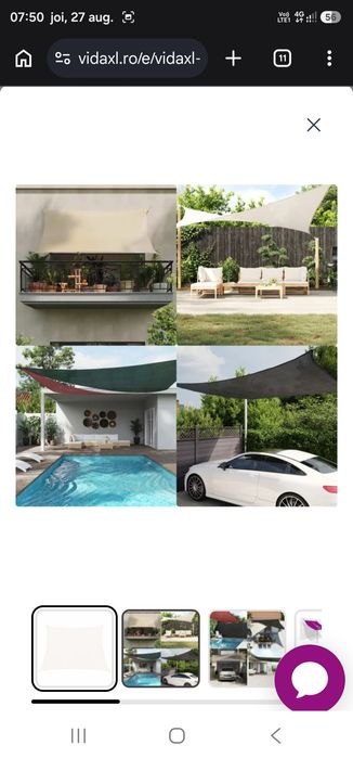 Pânză parasolar, alb, 4/5x3 m, HDPE, 160 g/m²