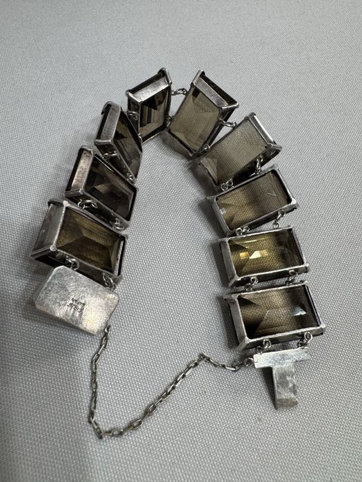 Bratara din argint si cuart fumuriu