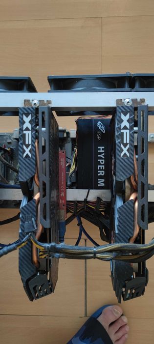 МАЙНИНГ РИГ 6x XFX RX 580 8GB 330 – 370 MH/s Ergo[ERG] и други — Пълен Комплект Тестван напълно работещ