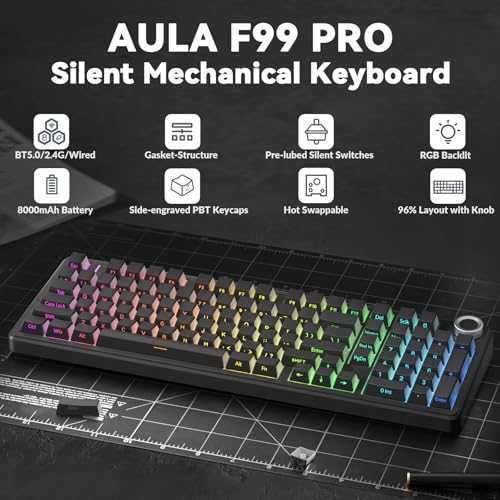 Механична клавиатура AULA F99 безжична RGB hot-swap