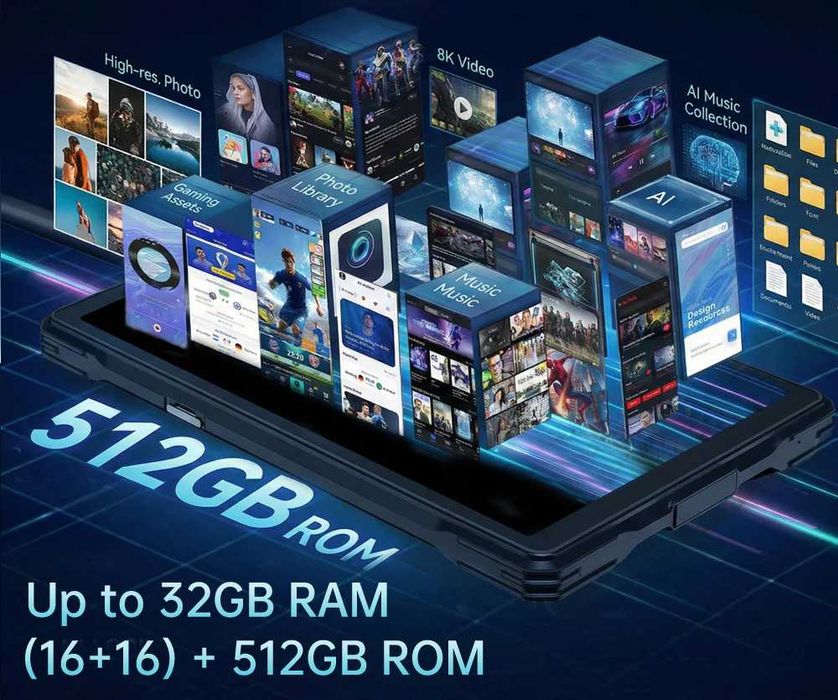 Unihertz 8849 TANK Pad Ultra - 10.95" 16GB+16GB/512GB, 260-lumen 1080P Projector, 23400mAh