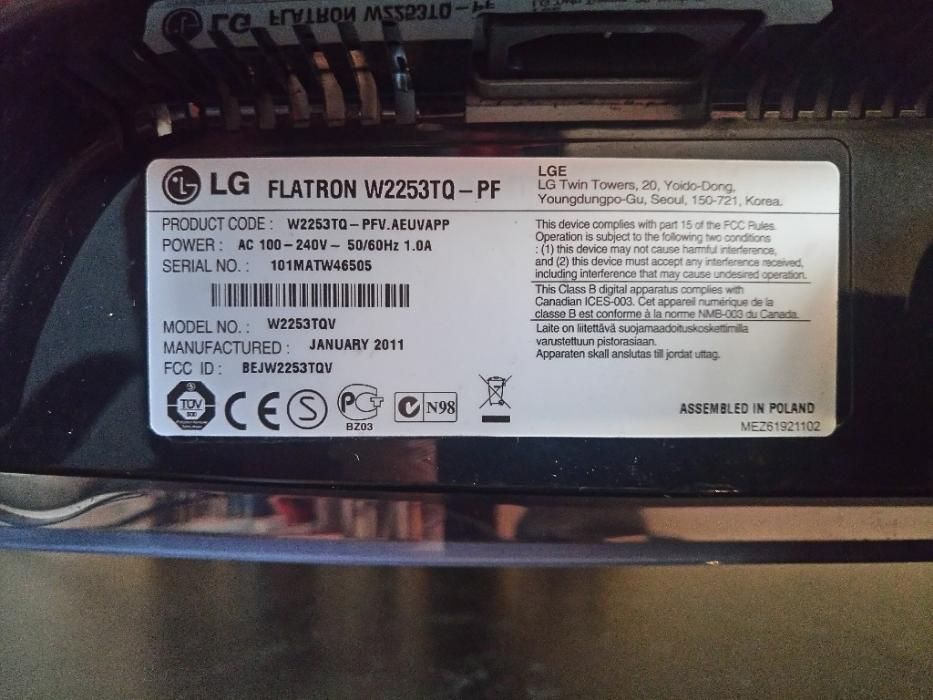 Monitor LG Flatron W2253TQ Full HD