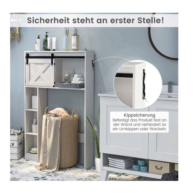 Шкаф за баня Costway над тоалетната с плъзгаща се врата и рафтове