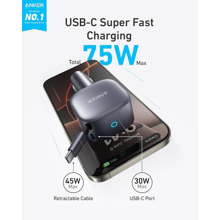 Incarcator auto Anker 75w