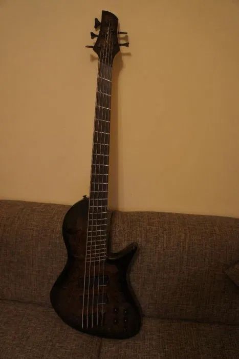 Chitara bass Harley Benton FanFret-5B Black Burl DLX