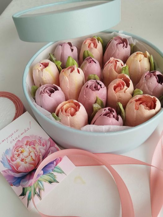 Зефирные съедобные тюльпаны