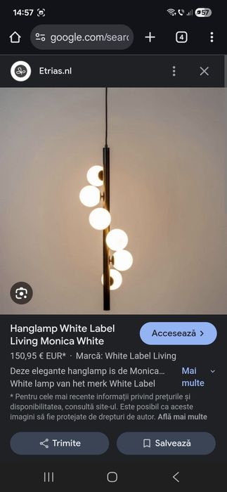 Lampadar pendul Monica White