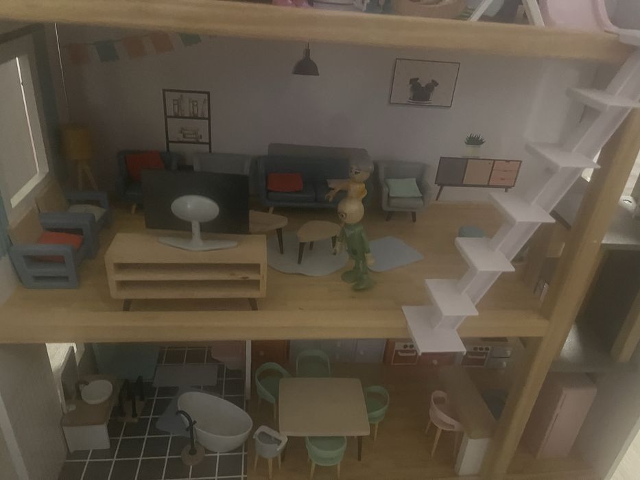 Casa de papusi din lemn + mobilier + lumini + multe accesorii | Lidl Playtive