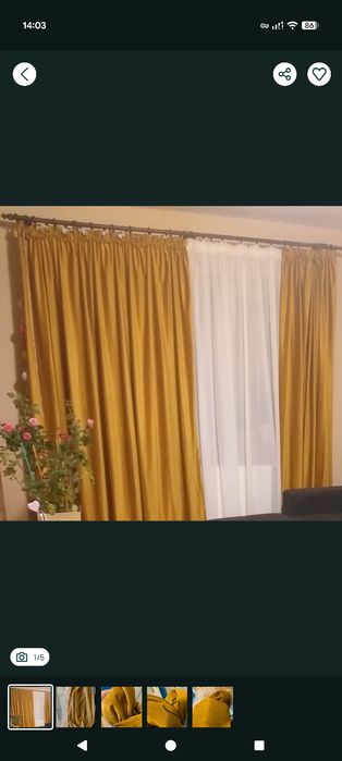 Vand draperii mustar din catifea de calitate superioara