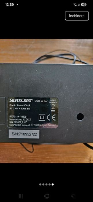 Radio Sivercrest cu ceas desteptator