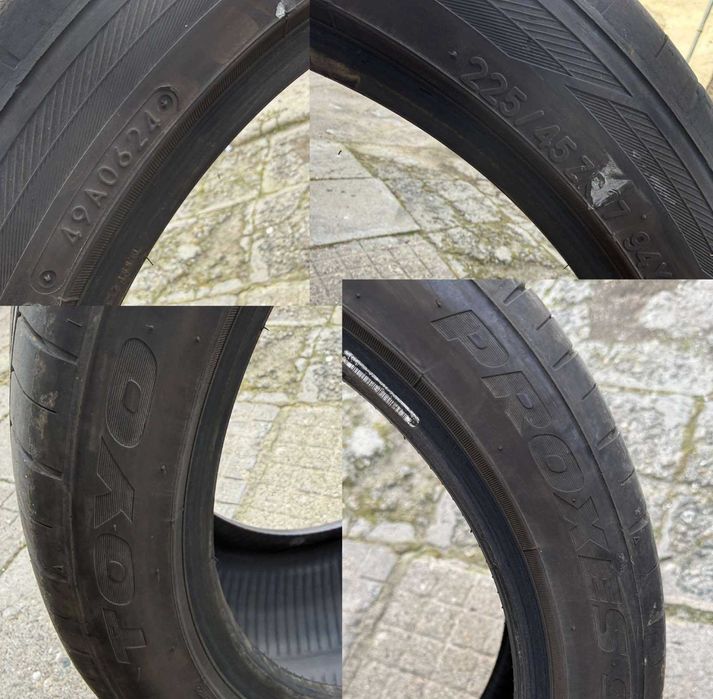 4 летни гуми Toyo Proxes sport 225/45/17 Бартер за зимни 15 цола