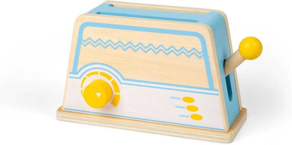 Bigjigs Toys Дървен комплект за закуска, кухненски аксесоари за игра