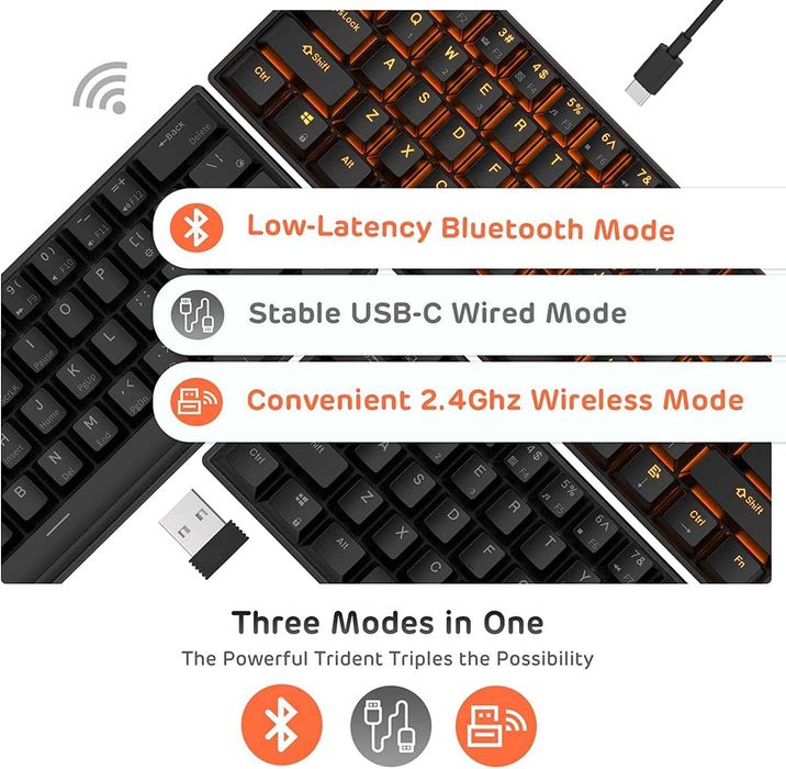 RK ROYAL KLUDGE RK61 Tastatură mecanică wireless 60% Bluetooth 61taste