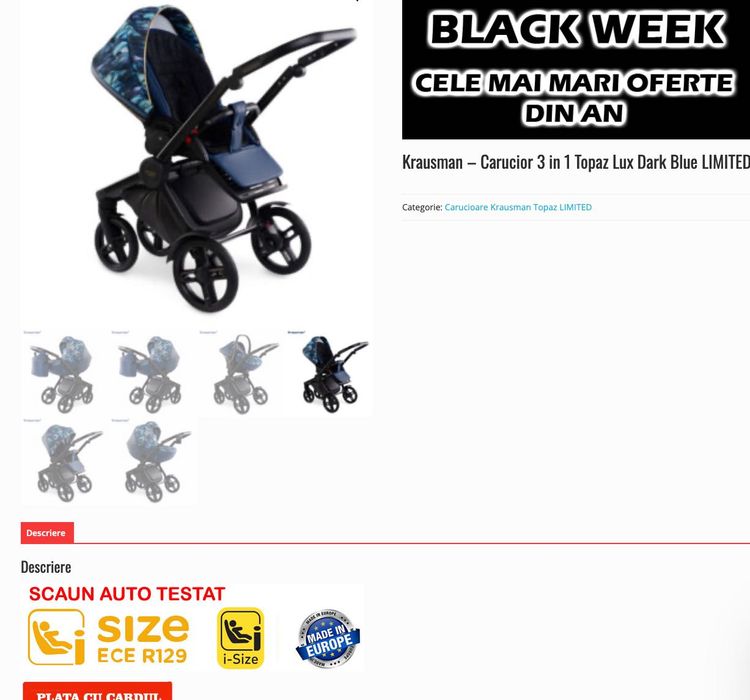 Krausman – Carucior 3 in 1 Topaz Lux Dark Blue LIMITED