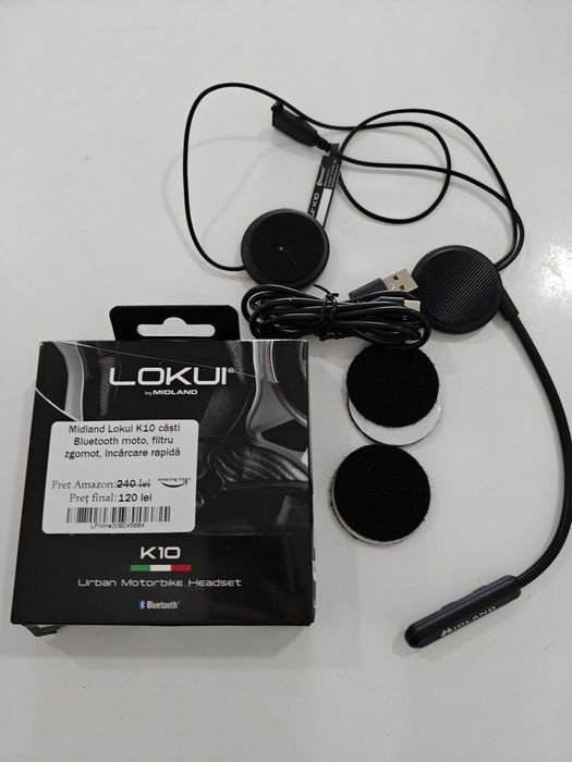 Căști Moto Bluetooth ,Midland Lokui K10, filtru zgomot