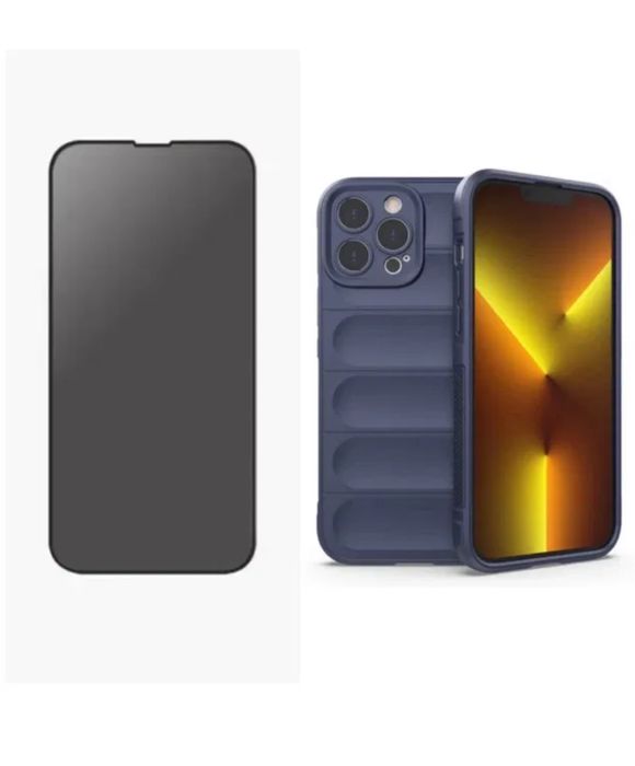 Husa Silicon Liquid+Folie Sticla 11D 6D Privacy Iphone 16/PRO/PLUS/MAX
