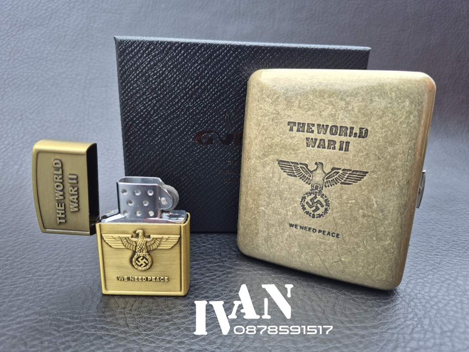 Табакера от месинг и газова запалка