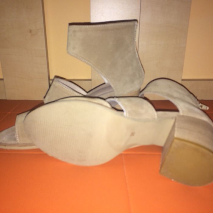 Sandale - botine din piele intoarsa bej 36