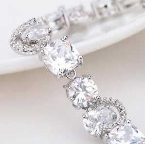 NOU | Bratara placata cu AUR ALB, cristale Swarovski