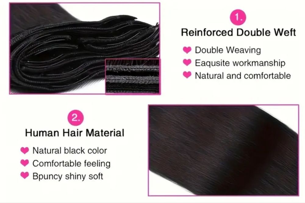 70 см черна естествена коса 200 г