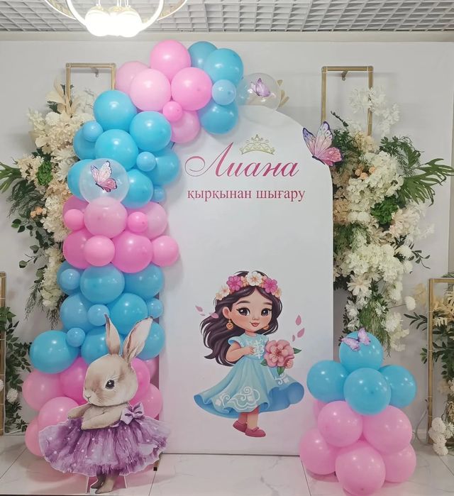 Фотозона оформление шарами баннер