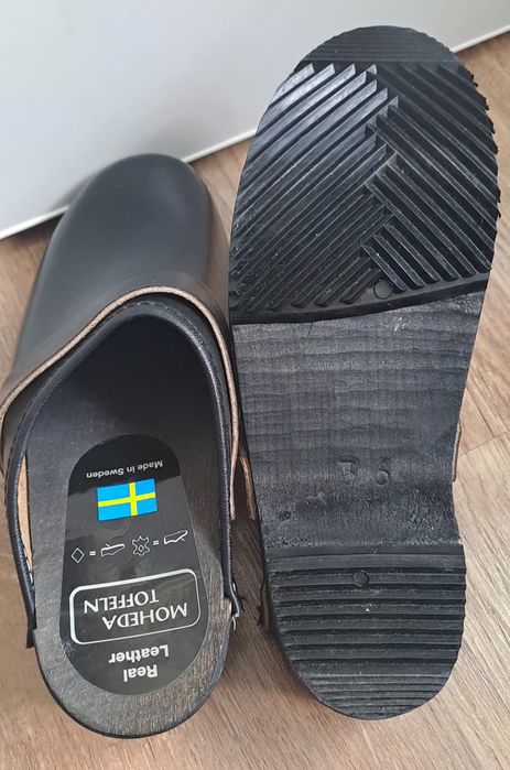 Saboți din piele cu talpă din lemn Moheda Toffeln