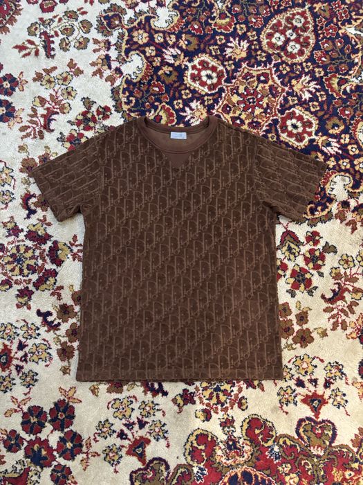 Тениска Dior Oblique Relaxed Fit T-shirt Brown Terry Cotton Jacquard