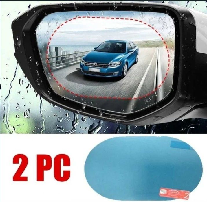 2 Folii oglinzi protectie Anti Aburire Hidrofobe , ovale  ( Folii Oglinzi Auto 2buc)