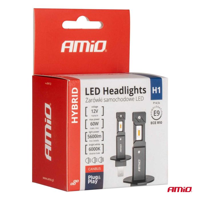 Авто Led крушки AMIO Hybrid H1/H3/H4/H7/H8/H9/H11/HB3/4/HIR2-12V-6000K