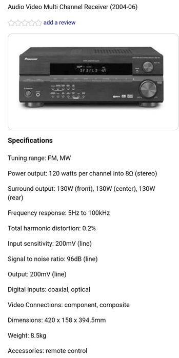 Продам pioneer receiver vsx-415s