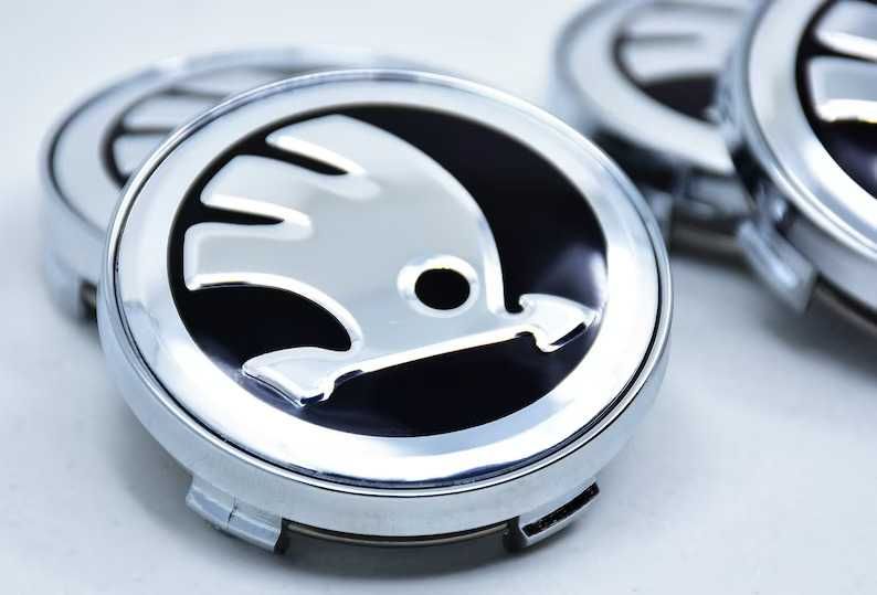 Set 4 Embleme Jante Aliaj 56MM / 60MM SKODA, Capace Roti Emblema Sigle