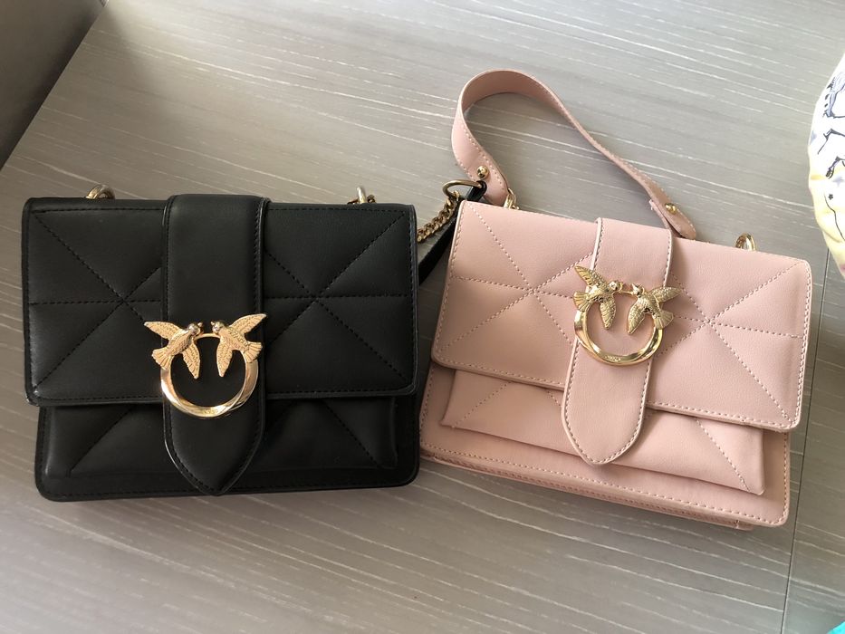 Чанта pinko невероятнив бяло и пепел от рози,черно синьо и циклсмено