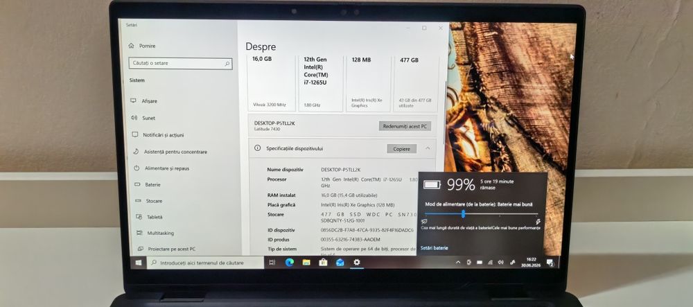 Laptop Dell 7430 X360 Touch---i7 1265U gen 12---16GB DDR4---512GB SSD