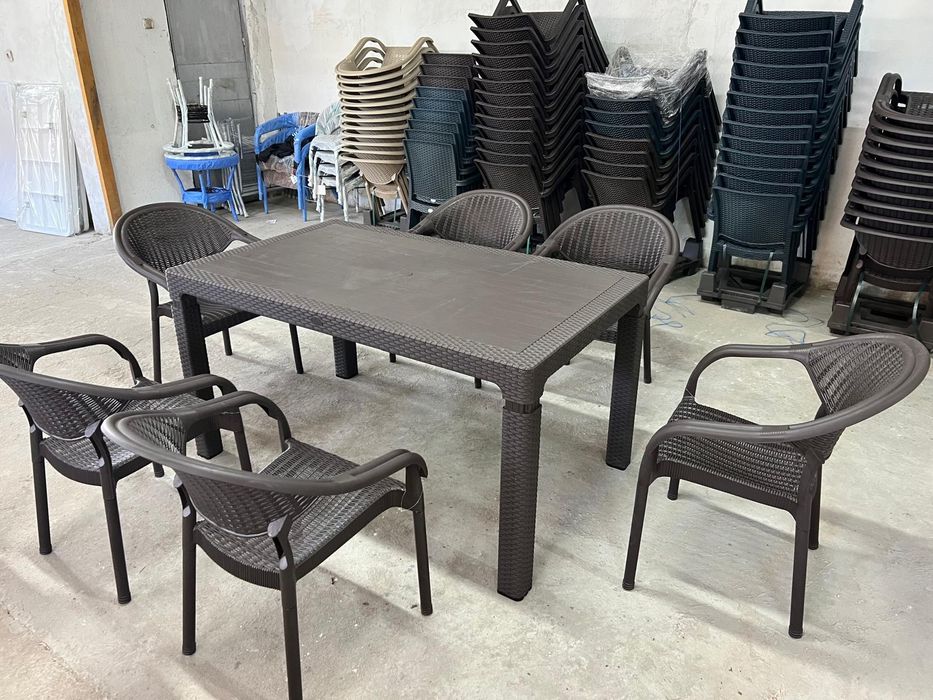 Супер здрав Градински комплект с6 стола и маса 90/150см