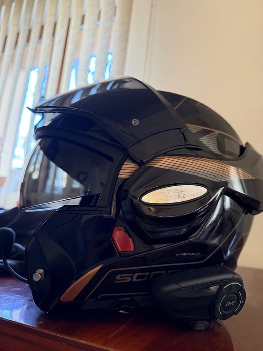 Cască moto modulară Flip Up Scorpion EXO-TECH EVO TRAVELER negru-cupru