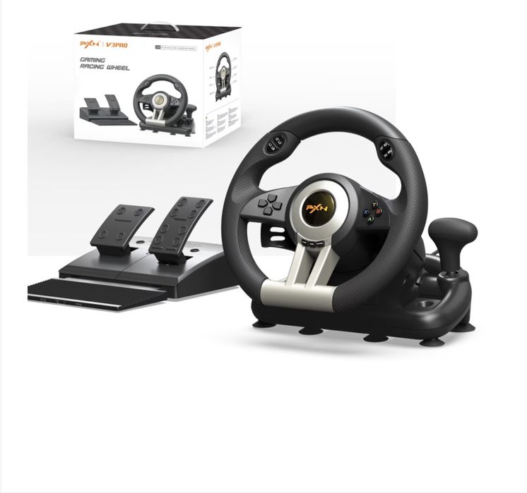 Volan gaming PXN V3 PRO cu pedale schimbator padele, sistem de prindere, compatibil PC, PS , XBOX
