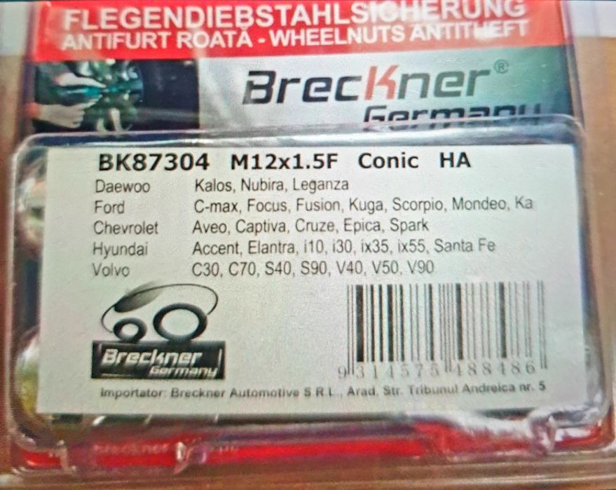 Antifurt roti jante aliaj Volvo Mitsubishi Mazda Kia Chevrolet Rover