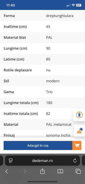 Masuta de cafea extensibila