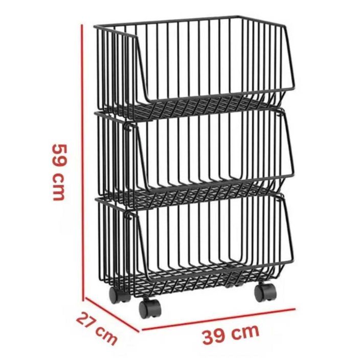 Стелаж на колелца с 3 нива