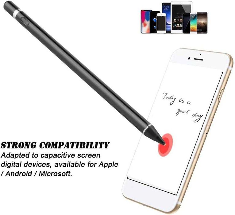 Stylus Активна писалка за сензорен екран с 1,5 мм,LED инд+5 накрайника