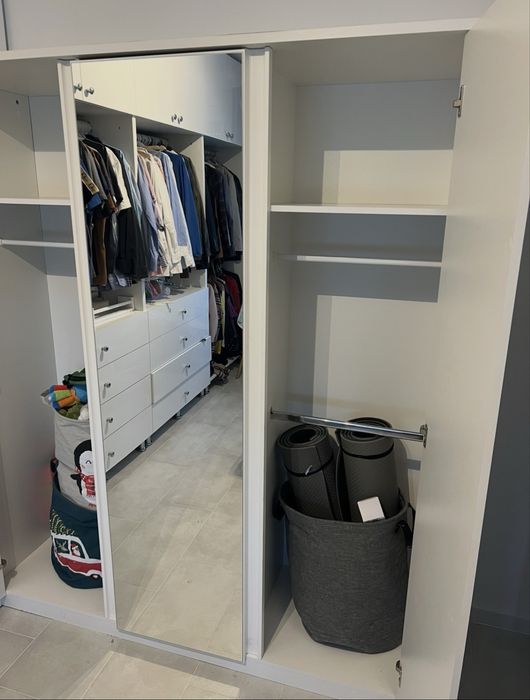 Dulap alb dressing cu oglinda, dimensiuni 167 x 197 cm