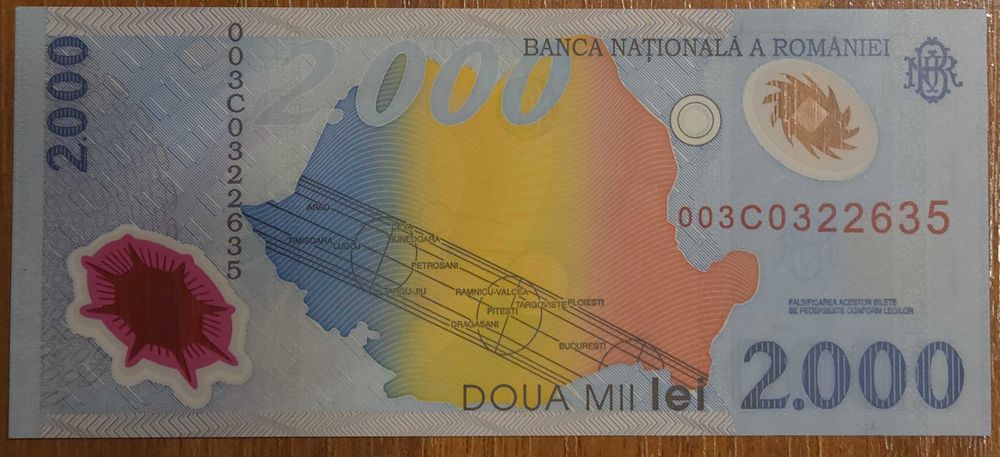 2000 lei 1999 România, UNC