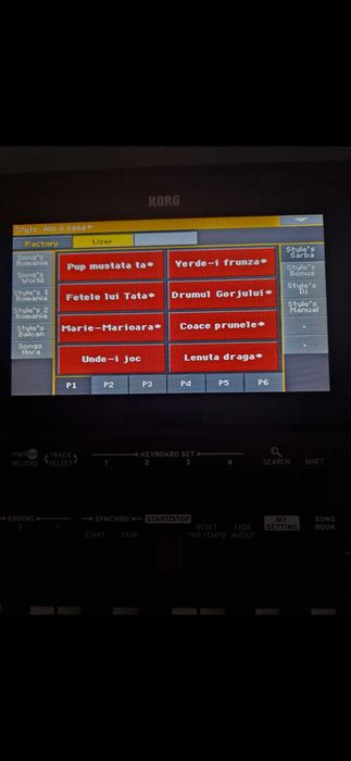 Set Korg Pa1x,Pa2x,Pa3x,Pa3xLe,Pa4x,Pa300,600,700,800,900 și Pa1000