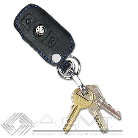 Husa cheie din piele pentru BMW Seria 1 E81, Seria 3 E90, Seroa 5 E60 F10, X1 X3 X5 X6, cusatura neagra, pentru cheie cu 3 butoane