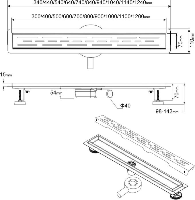 60 см линеен подов сифон SaniteModar с 360° ротация. БЕЗ РЕШЕТКА!
