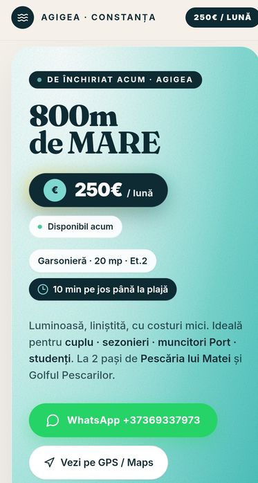 Se da in chirie garsoniera