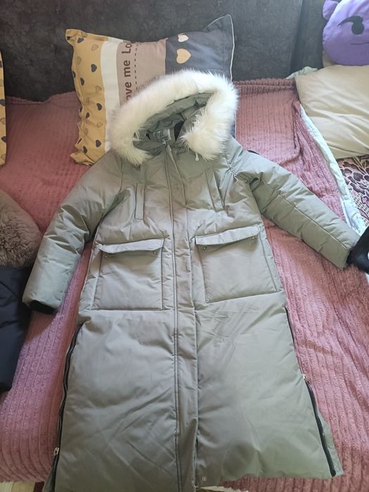 Длинный пуховик, куртка альпака