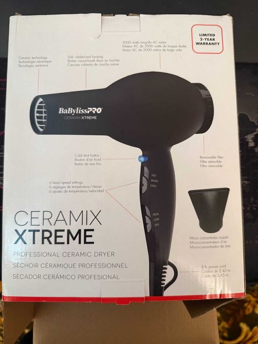Професионален американски сешоар BaBylissPRO Ceramix Xtreme (2000W) – Салонни резултати у дома!